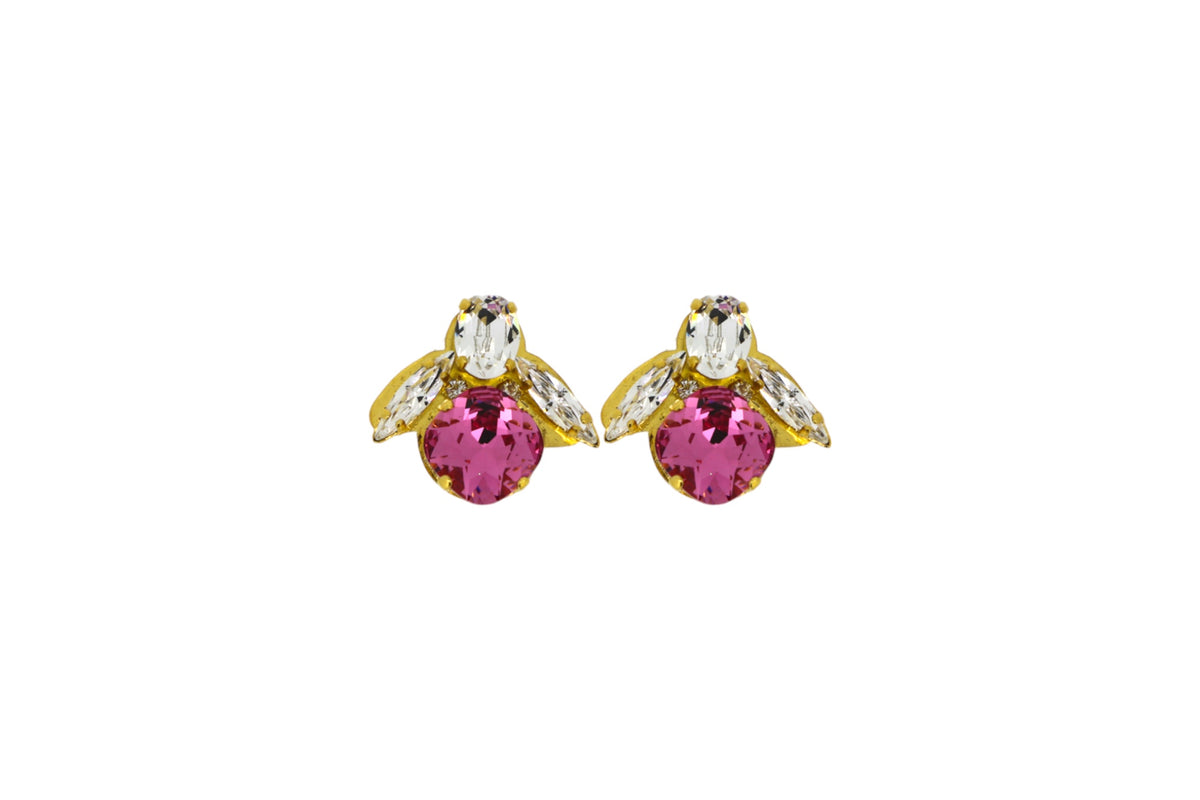 Pink Bee Earrings Gold