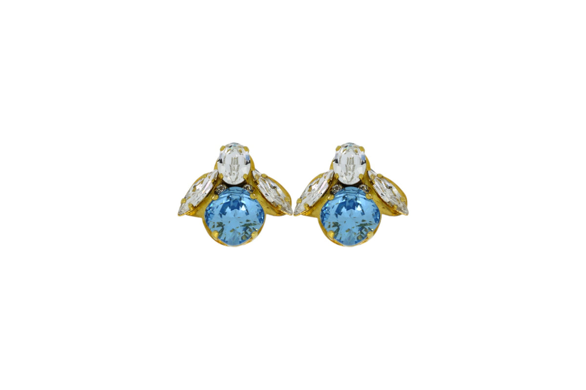 The Baby Blue Bee Earrings in Gold (Clip)
