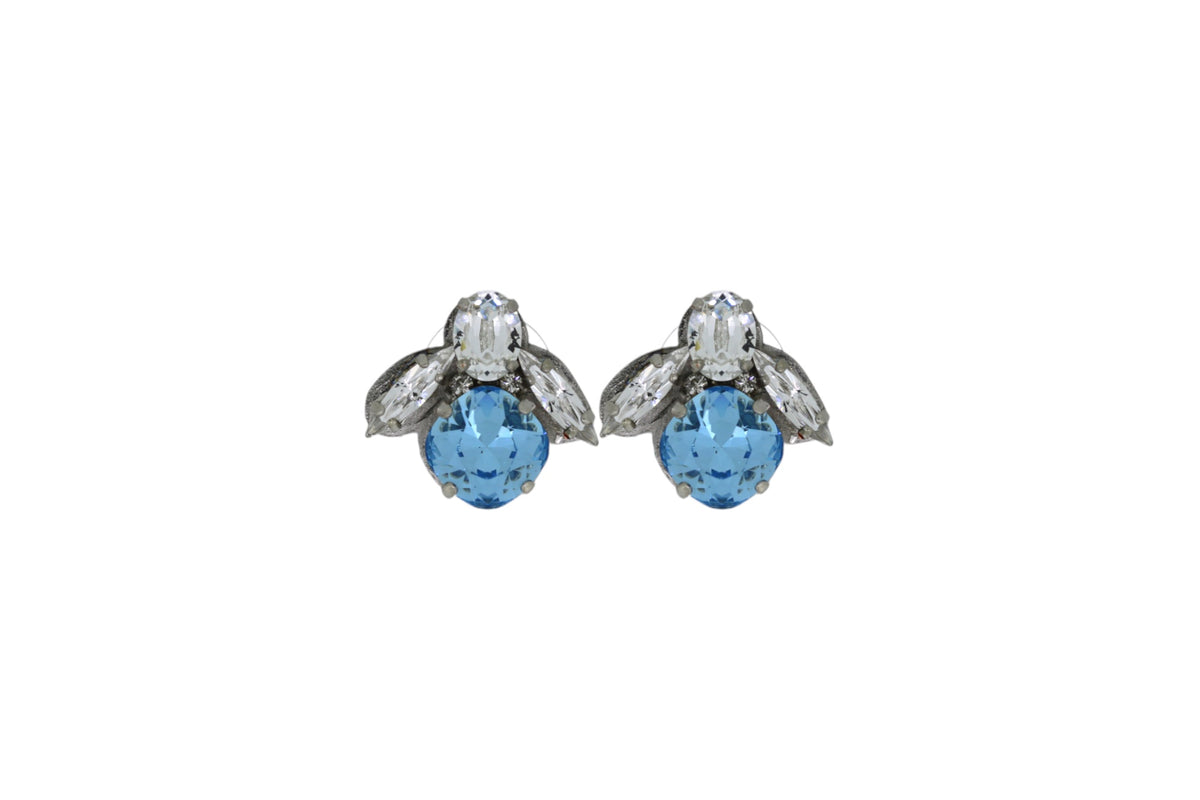 Blue Bee Earrings Platinum