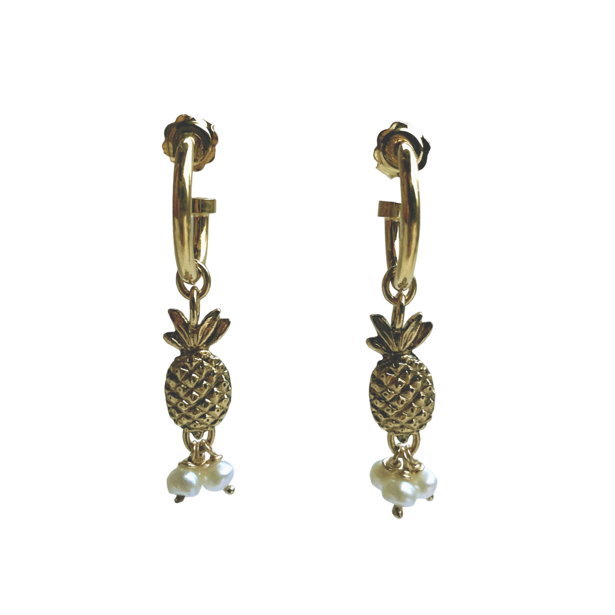 Luca Frisenna Pineapple Hoop & Pearl Earrings