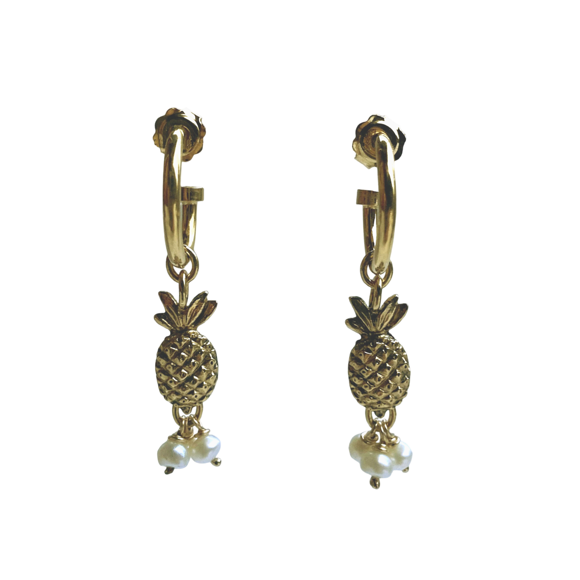 Luca Frisenna Pineapple Hoop & Pearl Earrings