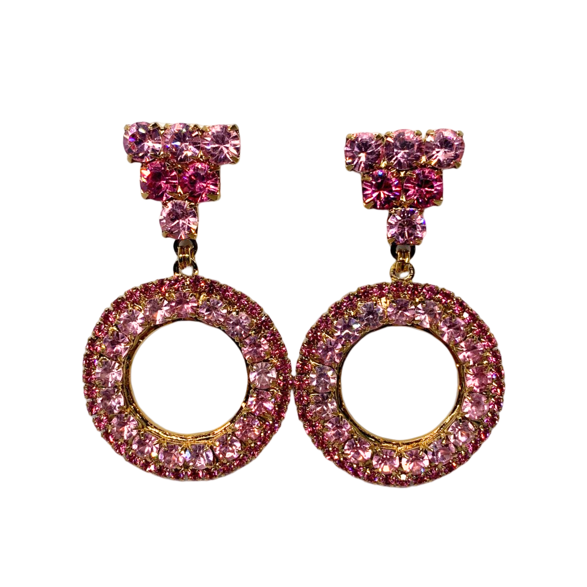 Pink crystal 2025 hoop earrings